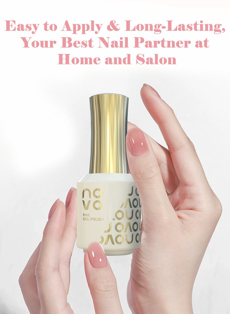 نوفو طلاء أظافر جل 5 في 1، جل أظافر متعدد الوظائف، جل بناء وتقوية الأظافر المعالج بالأشعة فوق البنفسجية وLED، جل أظافر يدوم طويلاً للاستخدام المنزلي - 15 مل - Image 5