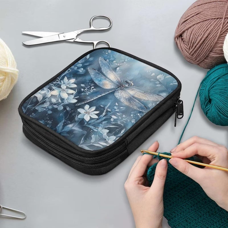Vanideaoty Dragonfly Crochet Hook Case Portable Floral Crochet Storage without Hooks and Accessories Organizer for Knitting Needles Supplies - Image 3