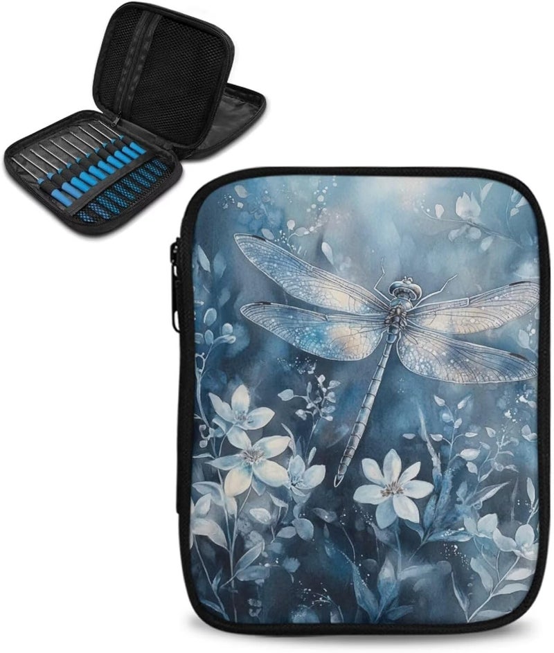 Vanideaoty Dragonfly Crochet Hook Case Portable Floral Crochet Storage without Hooks and Accessories Organizer for Knitting Needles Supplies - Image 1