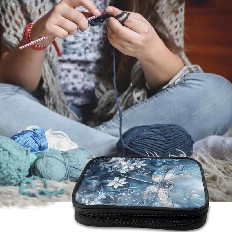 Vanideaoty Dragonfly Crochet Hook Case Portable Floral Crochet Storage without Hooks and Accessories Organizer for Knitting Needles Supplies - Image 2