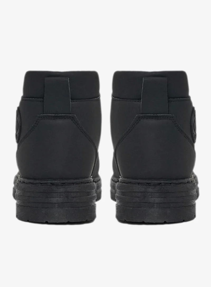 Styli Jet Black Classic Round Toe Lace Up Ankle Boots for Men | Best Price UAE