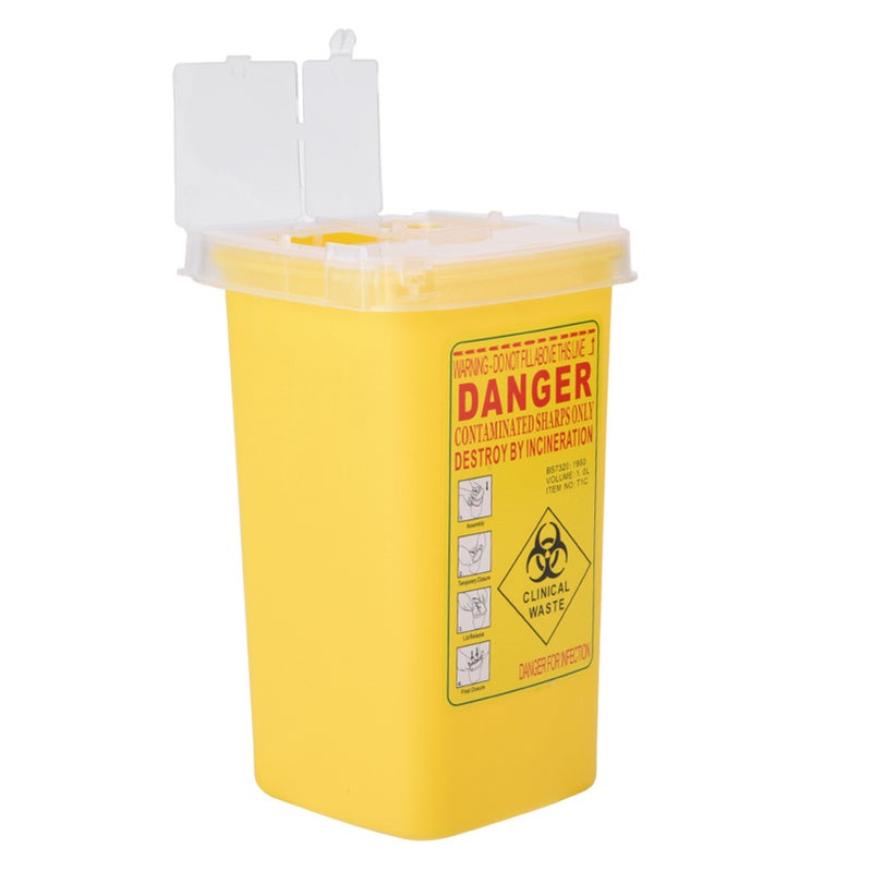 Tattoo Medical Plastic Sharps Container Biohazard Needle Disposal 1L Size Waste Box Yellow - Image 3
