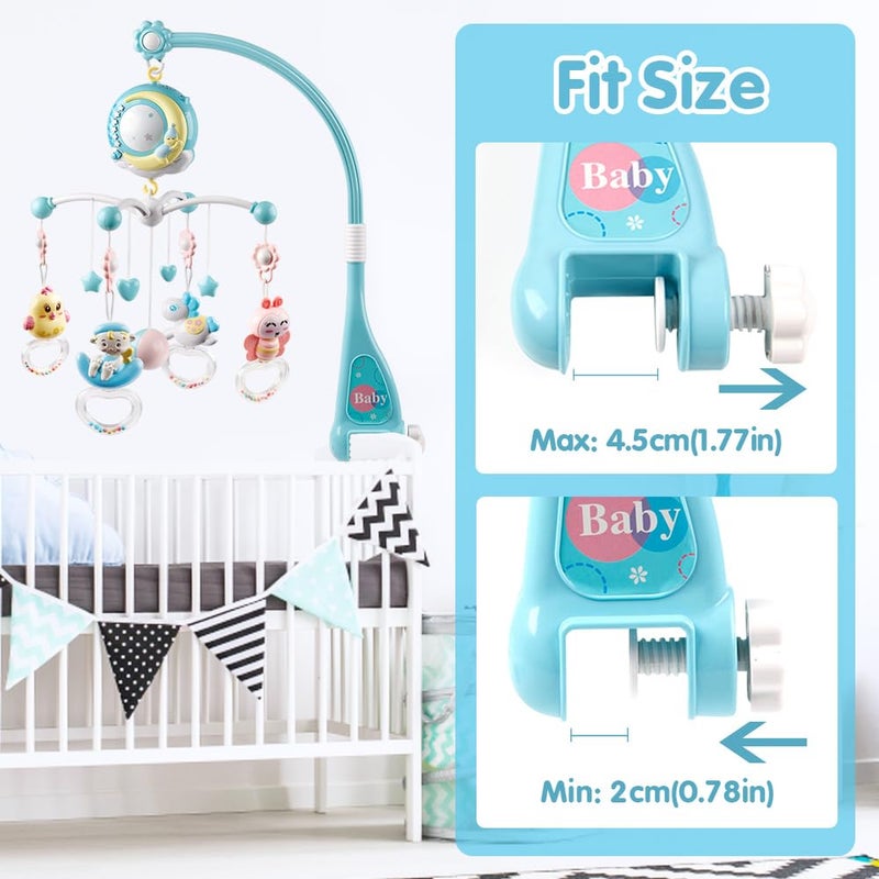 Mini Tudou Baby Musical Crib Mobile with Timing Function Projector Lights,Stand-Along Rattles and 150 Melodies Music Box with Remote Control for Newborn 0-24 Months - Image 5