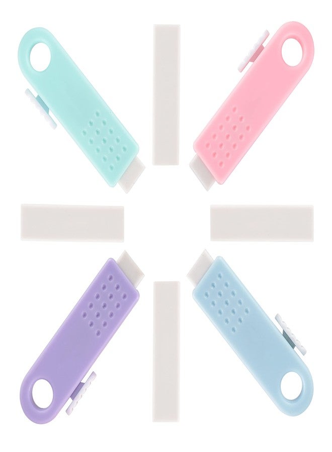 waremew 4 Pack Sliding Retractable Click Eraser Assorted Soft Colors Pastel Erasers Push Pull Aesthetic Erasers with Plastic Sleeve for Students Kids, School Office Home Supplies - Image 4