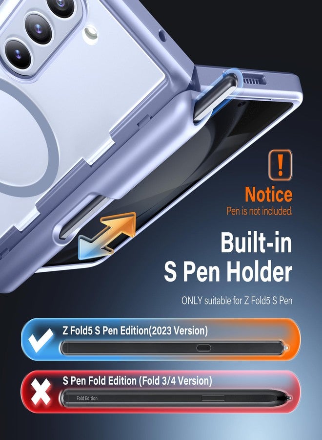 موبوسي جراب MOBOSI لهاتف سامسونج جالاكسي زد فولد 5 [متوافق مع MagSafe]، [حامل مدمج وحماية للمفصلات وواقي للشاشة] جراب نحيف كامل للجسم لهاتف زد فولد 5 مع حامل قلم S Pen، لون أزرق للخصوصية - Image 2