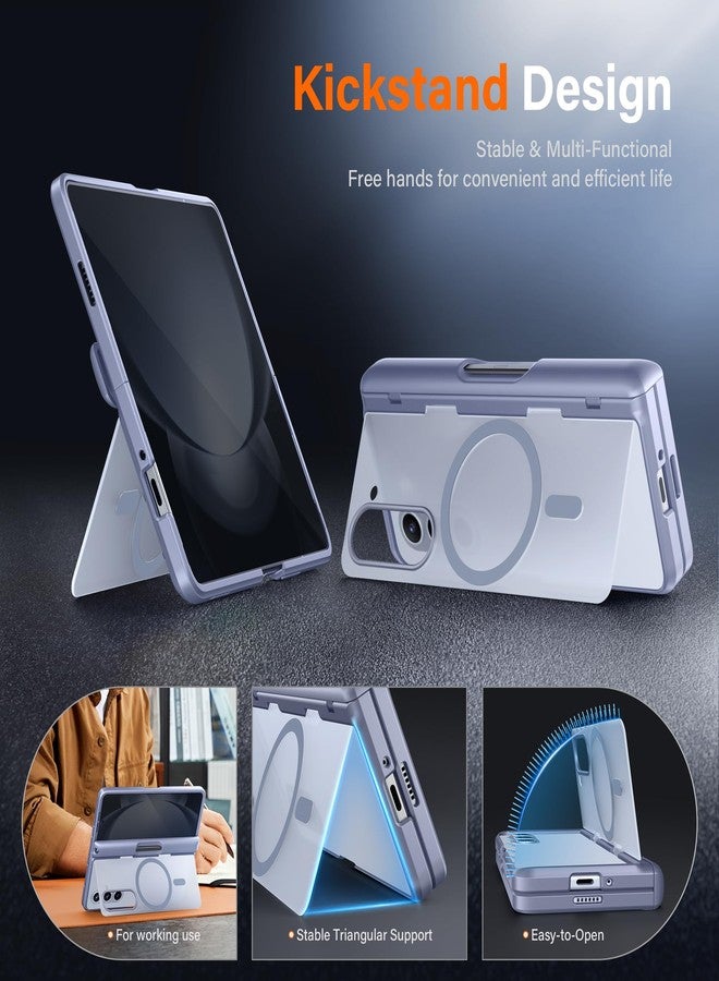 موبوسي جراب MOBOSI لهاتف سامسونج جالاكسي زد فولد 5 [متوافق مع MagSafe]، [حامل مدمج وحماية للمفصلات وواقي للشاشة] جراب نحيف كامل للجسم لهاتف زد فولد 5 مع حامل قلم S Pen، لون أزرق للخصوصية - Image 3