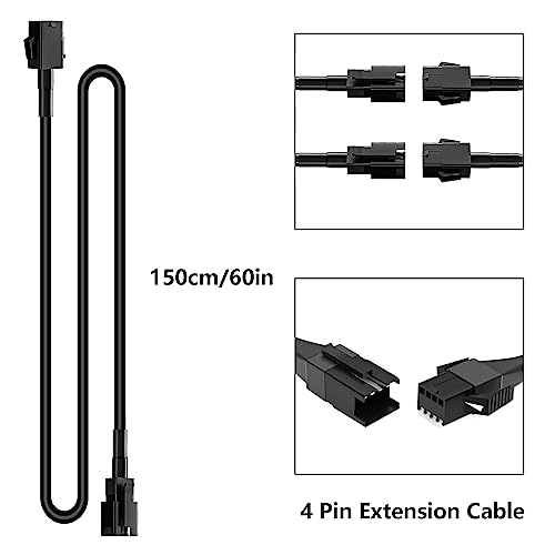 Hovano 4 PCS 60 inch150cm 4 Pin RGB LED MultiColor Accent Light Extension Cable Wire Cord Set for LED Motorcycle ATV Car Light MultiColor Neon Strip Trucks Rock Lights 60 inches Cable - Image 3