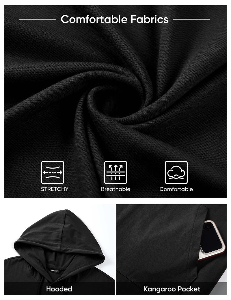 JMIERR Mens Short Sleeve Hoodie Lightweight Gym Shirts for Men Muscle Fit Fashion Hoodies & Sweatshirts, Black M - Image 4