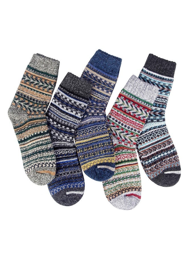 Womens Wool Socks, 5 Pairs Thick Knit Vintage Winter Warm Cozy Crew Socks Gifts - Image 2