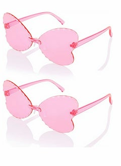 Kids Sunglasses 2 Pcs Rimless Butterfly Shaped Child Sunglasses Polarized Sunglasses Neon Sunglasses UV Protection for Kids Boys Girls of 3-10 Years Old Birthday Party Beach Pool Supplies