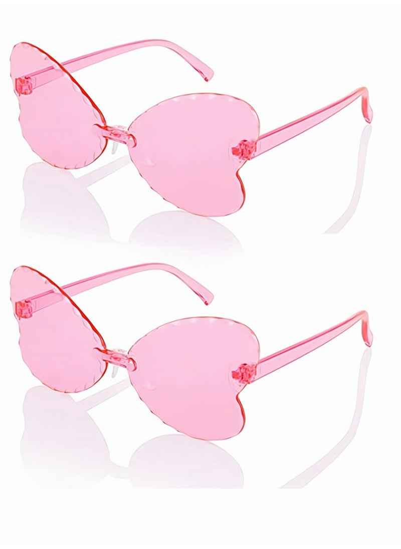 SYOSI - Kids Sunglasses 2 Pcs Rimless Butterfly Shaped Child Sunglasses Polarized Sunglasses Neon Sunglasses UV Protection for Kids Boys Girls of 3-10 Years Old Birthday Party Beach Pool Supplies - Image 1