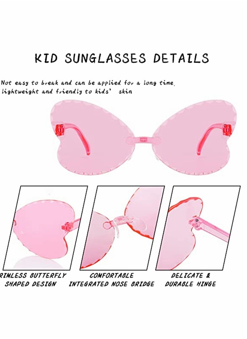 SYOSI - Kids Sunglasses 2 Pcs Rimless Butterfly Shaped Child Sunglasses Polarized Sunglasses Neon Sunglasses UV Protection for Kids Boys Girls of 3-10 Years Old Birthday Party Beach Pool Supplies - Image 1