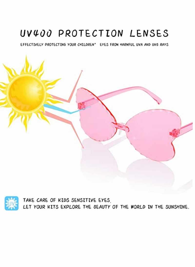 SYOSI - Kids Sunglasses 2 Pcs Rimless Butterfly Shaped Child Sunglasses Polarized Sunglasses Neon Sunglasses UV Protection for Kids Boys Girls of 3-10 Years Old Birthday Party Beach Pool Supplies - Image 1