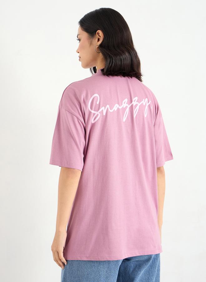 Styli Pink Graphic Print Oversized T-Shirt - Image 5