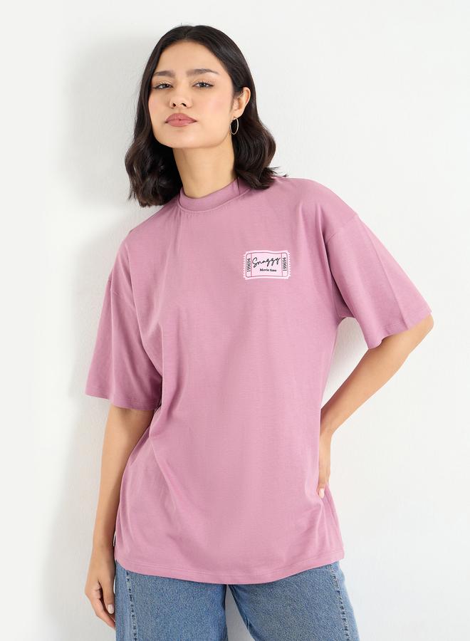 Styli Pink Graphic Print Oversized T-Shirt - Image 3