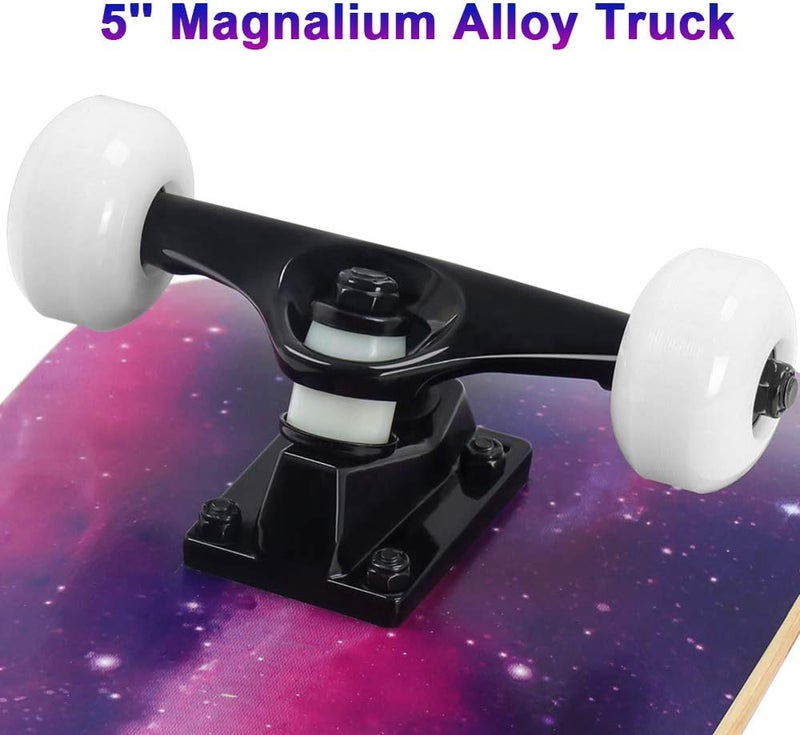 Chrome Wheels 31 inch Skateboard Complete Skateboards Double Kick Skate Board 7 Layer Canadian Maple Deck Skateboard for Kids and Beginners - Image 4