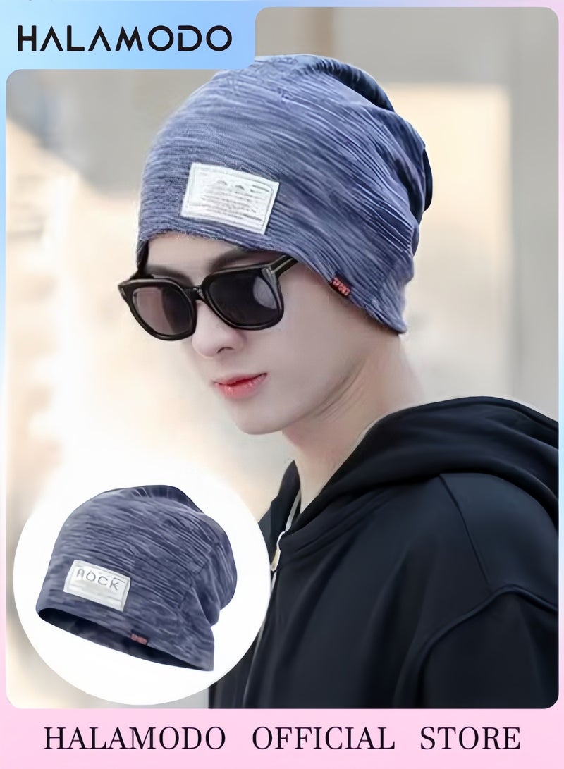 Halamodo Beanie Hats Warm Winter Hats Sleeping Cap Reversible Windproof Hat Daily Skull Cap Fashion Padded Hat Casual Breathable Cap for Men & Women - Image 1