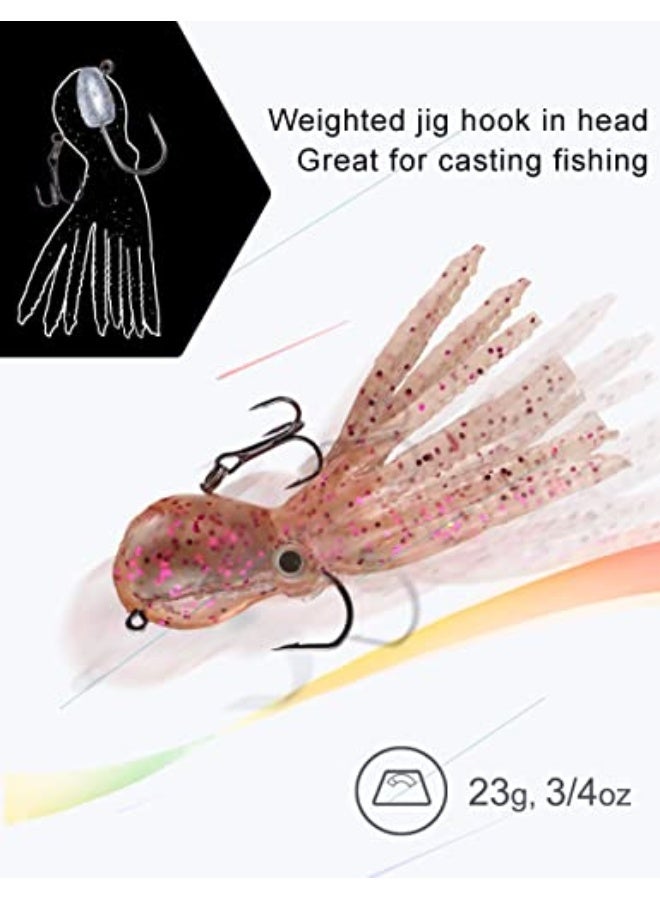 Generic Excefore Fishing Lure Set, 5 Pcs Saltwater Fishing Lures, Octopus Soft Lure with Skirt Tail, Lingcod Rockfish Jigs - Image 5