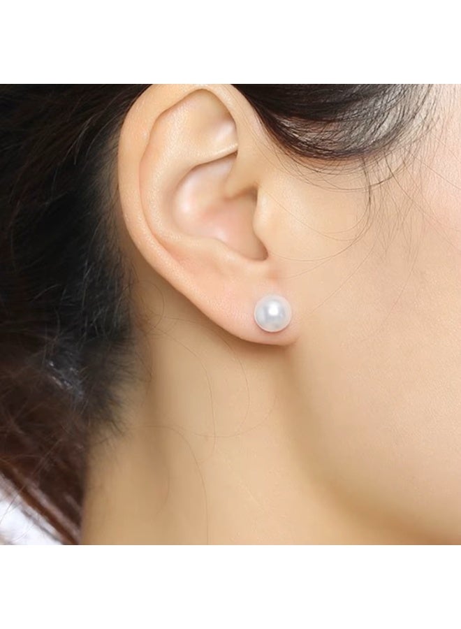 جوليا ستور أقراط مرصعة باللؤلؤ مطلية بالذهب عيار 18 قيراطًا بظهر لولبي وظهر مسطح 6 مم أقراط أنيقة وعصرية من اللؤلؤ على شكل غضروف حلزوني من الفولاذ الجراحي 316L هدية للنساء - Image 5