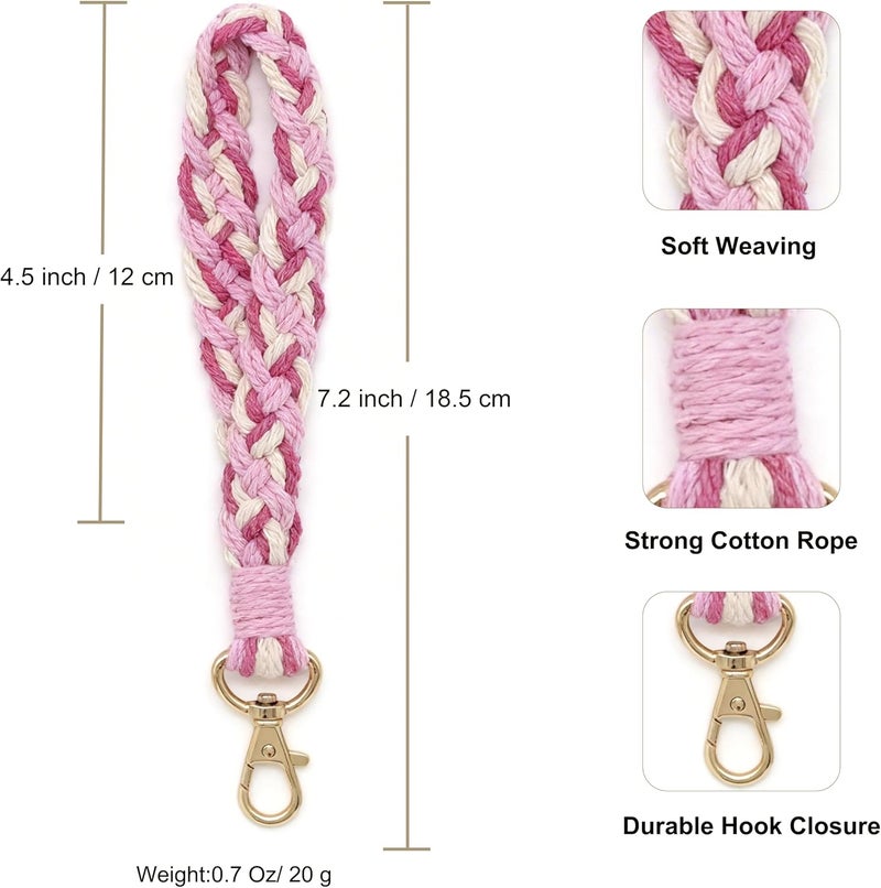 Moydolo Macrame Boho Keychain Bracelet Holder Handmade Keychain Wristlet Key Chain Wrist Lanyard for Women Girls - Image 1