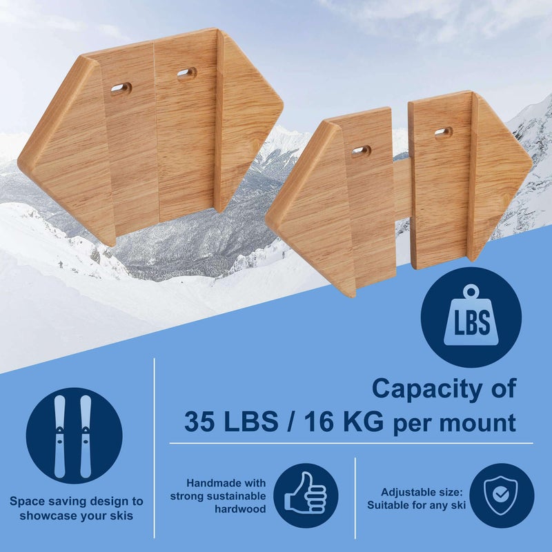Hang 11 Ski Wall Mount - Ski Hangers for Wall, Display Mount, Minimalist Hardwood Hangers, Decorative Holders to Hang, Vertical Storage Rack for Garage, Showcase your Favorite Pastime - Image 3