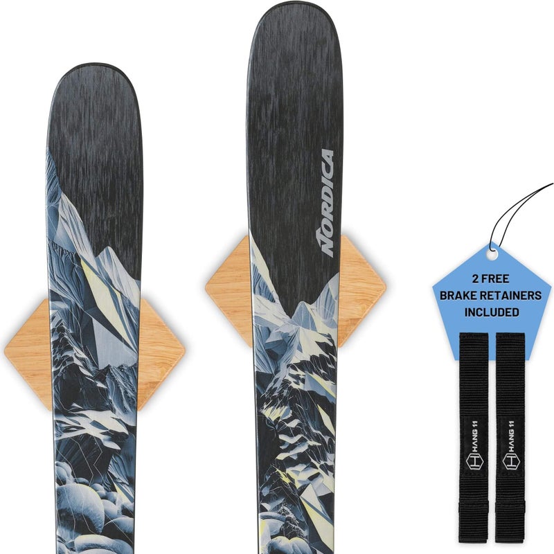 Hang 11 Ski Wall Mount - Ski Hangers for Wall, Display Mount, Minimalist Hardwood Hangers, Decorative Holders to Hang, Vertical Storage Rack for Garage, Showcase your Favorite Pastime - Image 1