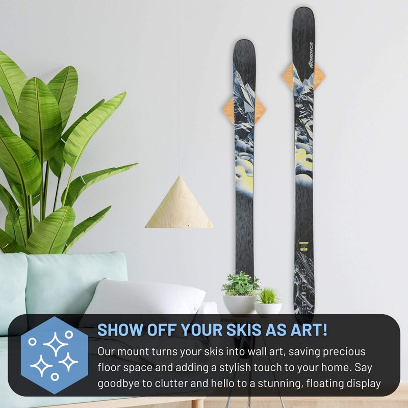 Hang 11 Ski Wall Mount - Ski Hangers for Wall, Display Mount, Minimalist Hardwood Hangers, Decorative Holders to Hang, Vertical Storage Rack for Garage, Showcase your Favorite Pastime - Image 2