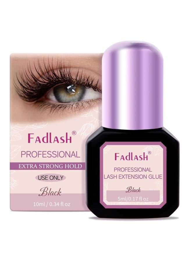 FADLASH غراء تمديد الرموش 0.5-1 ثانية جفاف/6-8 أسابيع ثبات قوي إضافي غراء رموش مقاوم للماء أسود للاستخدام المهني فقط (5 مل) - Image 2