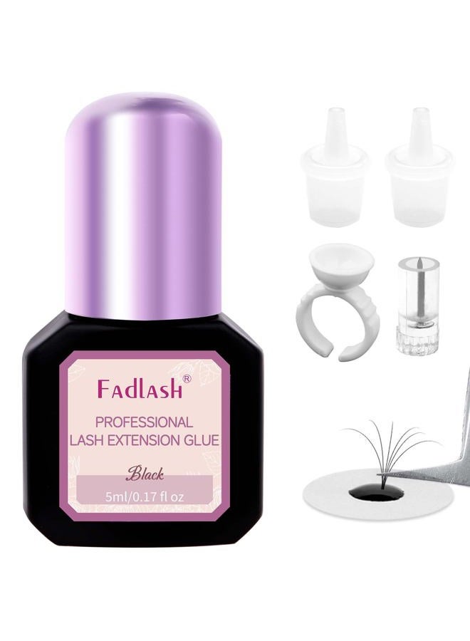 FADLASH غراء تمديد الرموش 0.5-1 ثانية جفاف/6-8 أسابيع ثبات قوي إضافي غراء رموش مقاوم للماء أسود للاستخدام المهني فقط (5 مل) - Image 1
