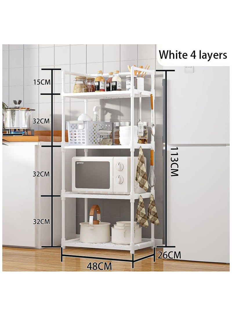 INSIJAM 4-Tier Storage Shelf Organizer for Kitchen Bathroom Shelves Garage Home Pantry Closet Office Multi Rack Stand Units with Hooks and Handle Kitchen Shelving Unit Storage Shelves Organizerfor Jar and Bottles - Image 2