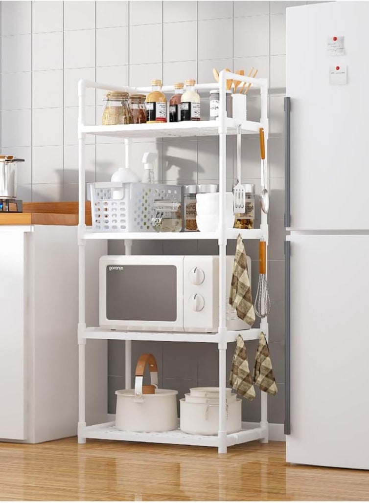 INSIJAM 4-Tier Storage Shelf Organizer for Kitchen Bathroom Shelves Garage Home Pantry Closet Office Multi Rack Stand Units with Hooks and Handle Kitchen Shelving Unit Storage Shelves Organizerfor Jar and Bottles - Image 1