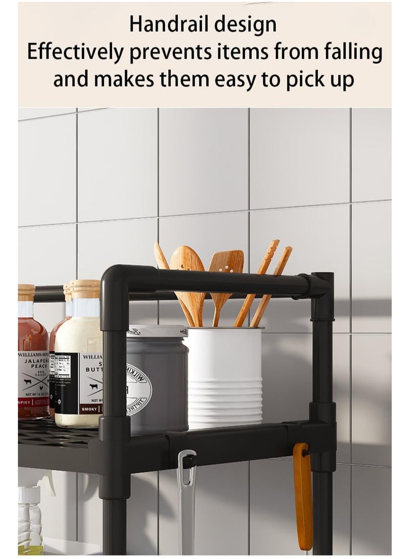 INSIJAM 4-Tier Storage Shelf Organizer for Kitchen Bathroom Shelves Garage Home Pantry Closet Office Multi Rack Stand Units with Hooks and Handle Kitchen Shelving Unit Storage Shelves Organizerfor Jar and Bottles - Image 4