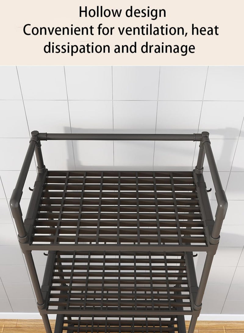 INSIJAM 4-Tier Storage Shelf Organizer for Kitchen Bathroom Shelves Garage Home Pantry Closet Office Multi Rack Stand Units with Hooks and Handle Kitchen Shelving Unit Storage Shelves Organizerfor Jar and Bottles - Image 5