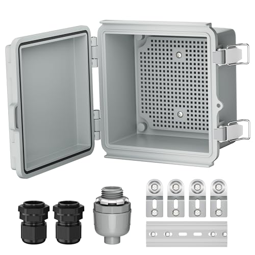 Joinfworld Outdoor Electrical Box Waterproof IP67 6X6 Plastic Project Box Enclosure Weatherproof for WiFi Electronics Solar Network Marine Outside with Stainless Steel Hinged - Image 1