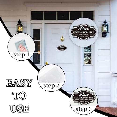 LUHIMO Please Leave Packages and Deliveries Here Sign，Self-Adhesive Waterproof Vinyl Delivery Signs for Packages, Place Packages Here Sign for Home，Office，Shop，Box, Door - Image 4