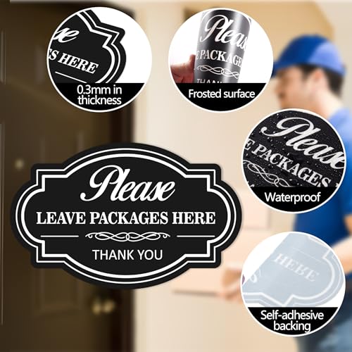 LUHIMO Please Leave Packages and Deliveries Here Sign，Self-Adhesive Waterproof Vinyl Delivery Signs for Packages, Place Packages Here Sign for Home，Office，Shop，Box, Door - Image 3