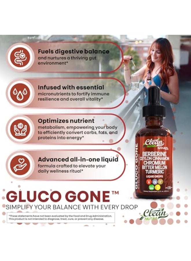 Clean Nutraceuticals Clean Nutra Berberine with Ceylon Cinnamon Supplement Liquid Drops + Bitter Melon Extract, Glucomannan, Gymnema, Chromium, Turmeric, Organic Panax Ginseng, Moringa GLP-1 Support - Image 5