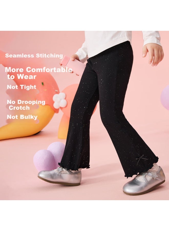 Ask Junior High Elasticity Children's Pants Autumn 25 Slim Fit Flared Pants For Girls With Fine Flash Ruffles Hem Long Pants - Image 3