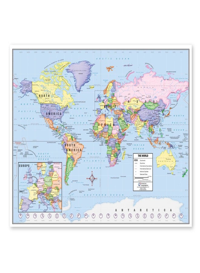 Lighthouse Geographics US and World Desk Map (13" x 18" Laminated) for Students, Home or Classroom Use by American Geographics - Image 5