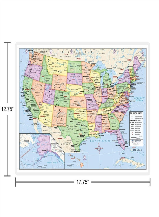Lighthouse Geographics US and World Desk Map (13" x 18" Laminated) for Students, Home or Classroom Use by American Geographics - Image 4