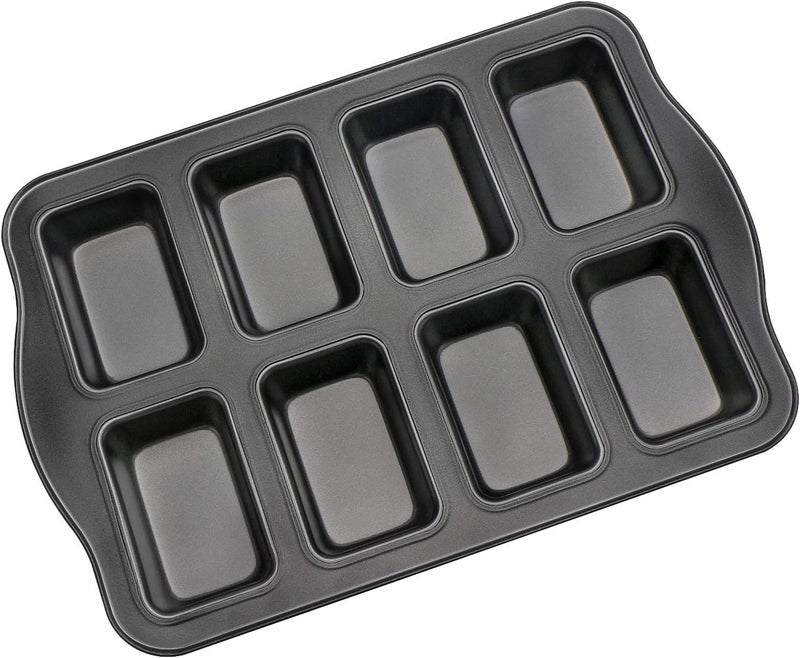 Beasea Mini Loaf Pan, 10x14 Inch Nonstick Brownie Cake Pan Bread Baking Pan 8 Cavity Brownie Pan Carbon Steel Brownie Baking Tray Bakeware for Oven Baking - Image 1