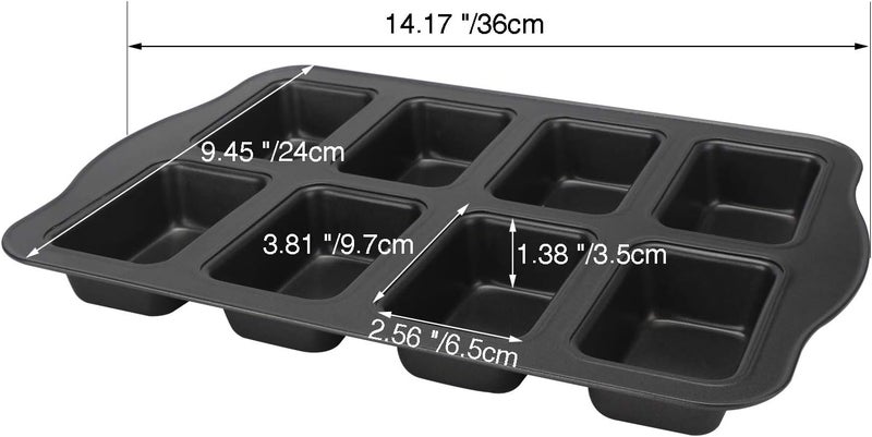 Beasea Mini Loaf Pan, 10x14 Inch Nonstick Brownie Cake Pan Bread Baking Pan 8 Cavity Brownie Pan Carbon Steel Brownie Baking Tray Bakeware for Oven Baking - Image 5