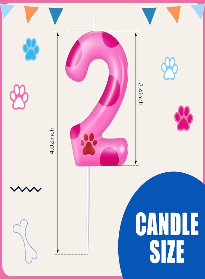 ميتلي شموع على شكل مخلب كلب من إم تي لي لتزيين كعكة عيد الميلاد، زينة للكعك والكب كيك للأولاد والبنات (وردي فاتح، 2) - Image 2