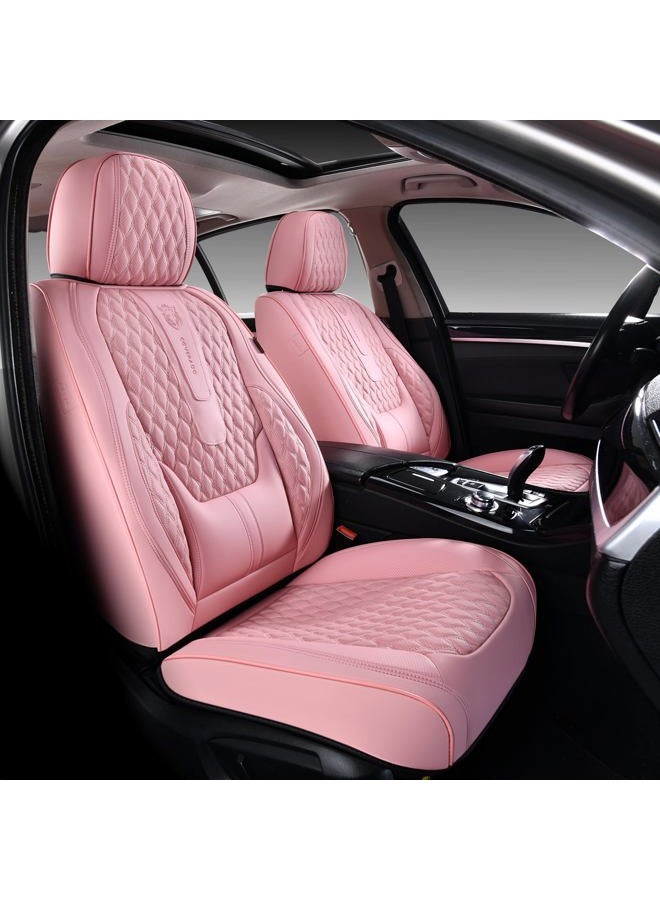 Coverado Seat Covers Front Seats, Pink Car Seat Cover with Lumbar Support, Waterproof Car Seat Cushion, Front Car Seat Covers Leatherette Car Seat Protector Universal Fit Most Cars - Image 1