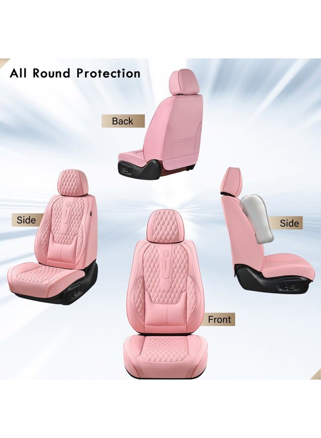 Coverado Seat Covers Front Seats, Pink Car Seat Cover with Lumbar Support, Waterproof Car Seat Cushion, Front Car Seat Covers Leatherette Car Seat Protector Universal Fit Most Cars - Image 5