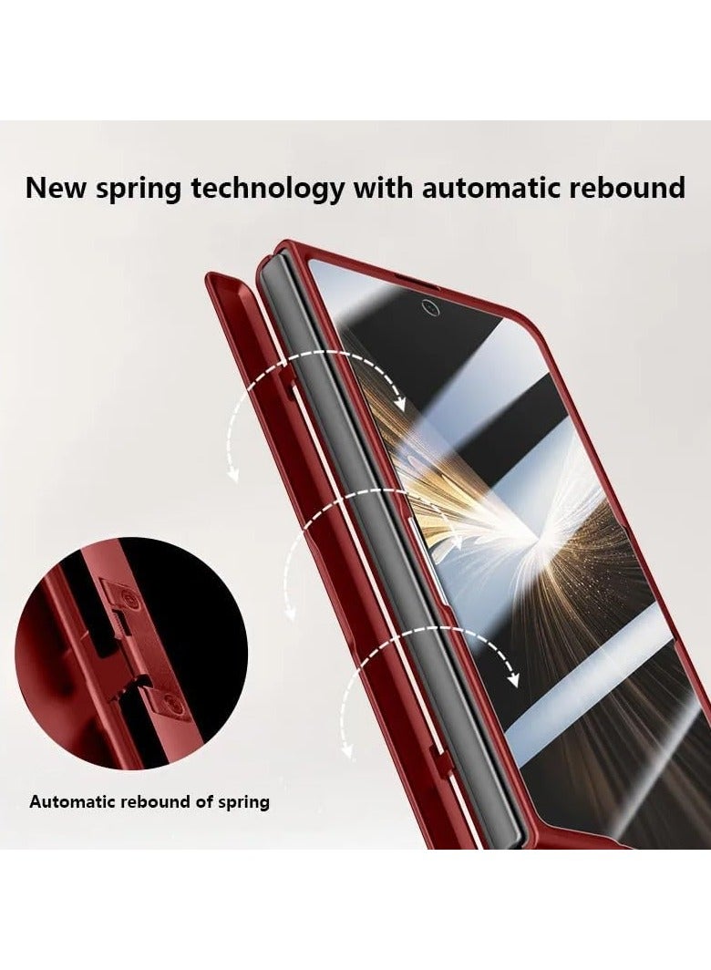 Case compatible with Honor Magic V5 (2025), built-in front screen protector and 360° rotatable ring stand and hinge protection, magnetic case(red) - Image 5