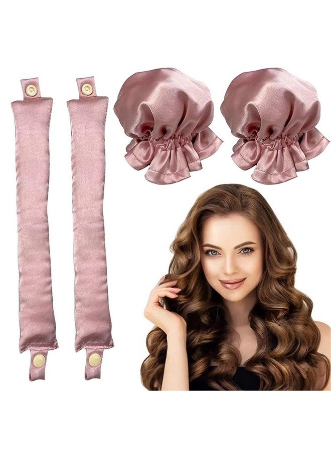MAYCREATE® 2Sets Satin Heatless Hair Curler, Hair Rollers for Heatless Curls with Hair Caps, Soft Curling Rod Headband for Long Hair Can Sleep in Overnight, DIY Hairstyling Tools - Image 1