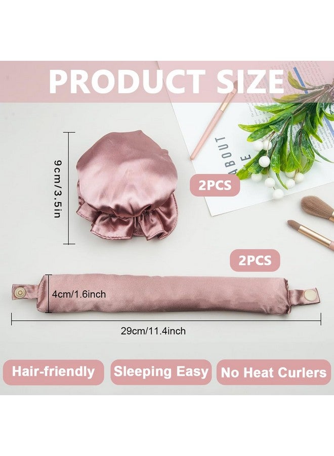 MAYCREATE® 2Sets Satin Heatless Hair Curler, Hair Rollers for Heatless Curls with Hair Caps, Soft Curling Rod Headband for Long Hair Can Sleep in Overnight, DIY Hairstyling Tools - Image 2