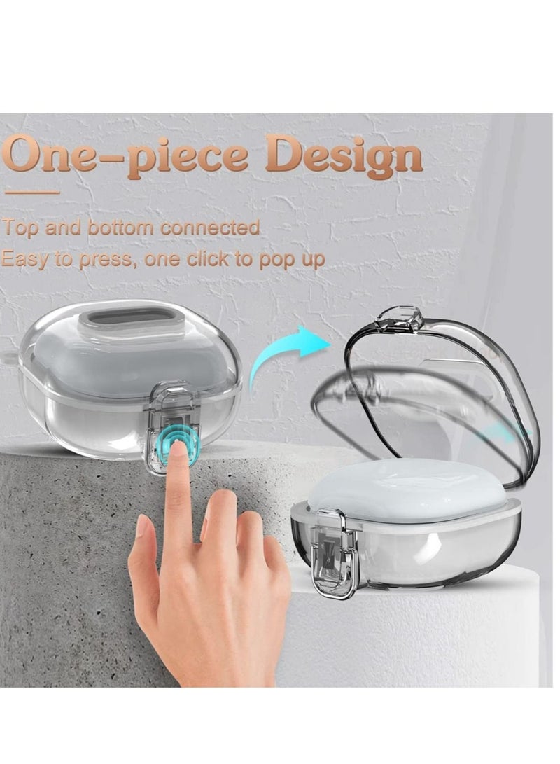 Captaintech Clear Case with Lock for Samsung Galaxy Buds 2 Case/Galaxy Buds Pro 2 Case/Galaxy Buds Live Case/Galaxy Buds Pro Case with Lanyard/Keychain Accessories, Hard Clear Case Protector Shell Cover - Image 2