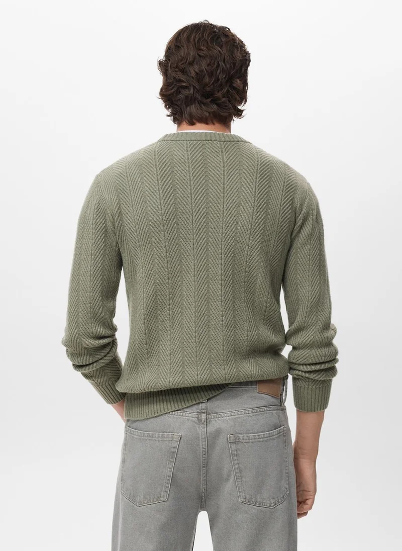 Mango Man Herringbone structured sweater